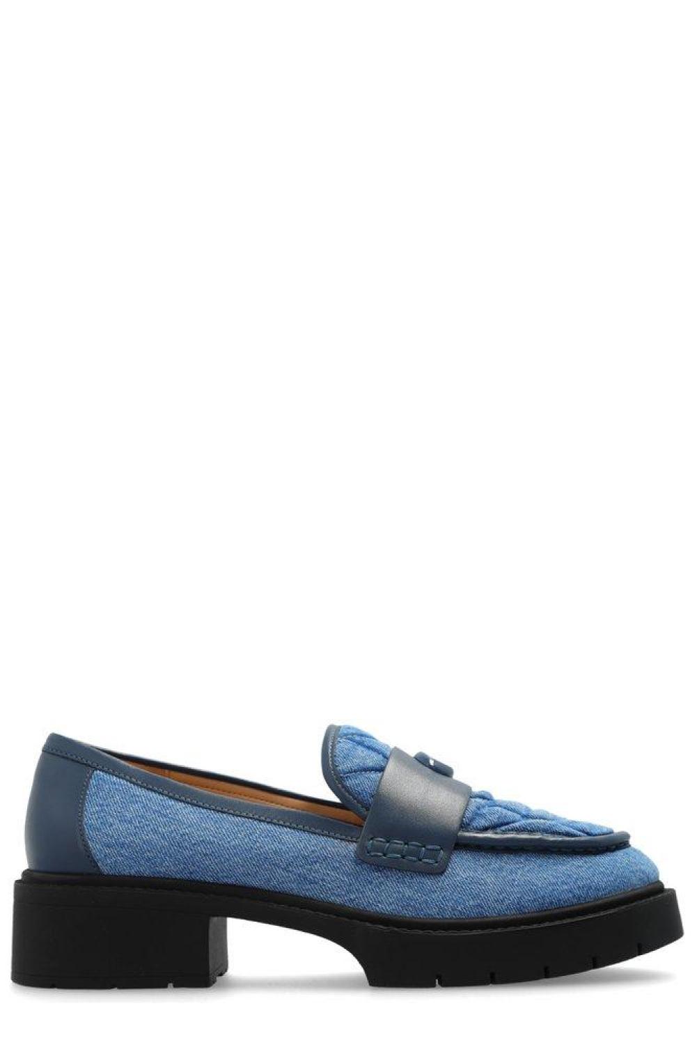 Coach Leah Logo Plaque Denim Loafers