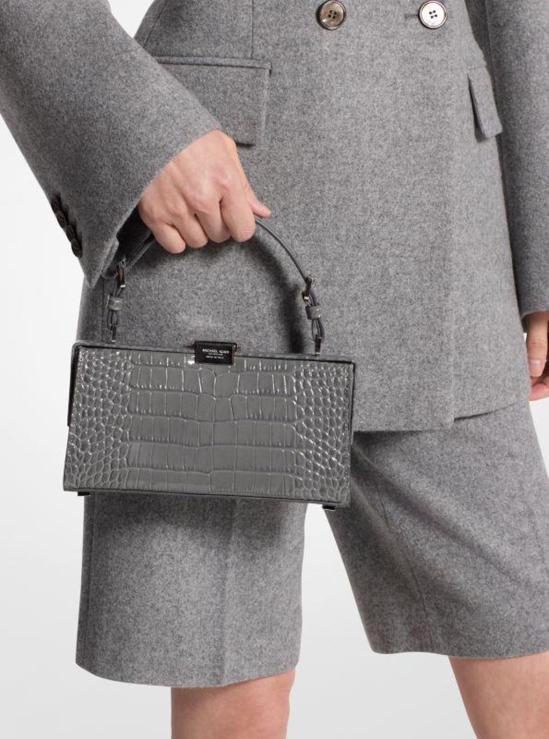 Gwyneth Crocodile Embossed Leather Shoulder Bag