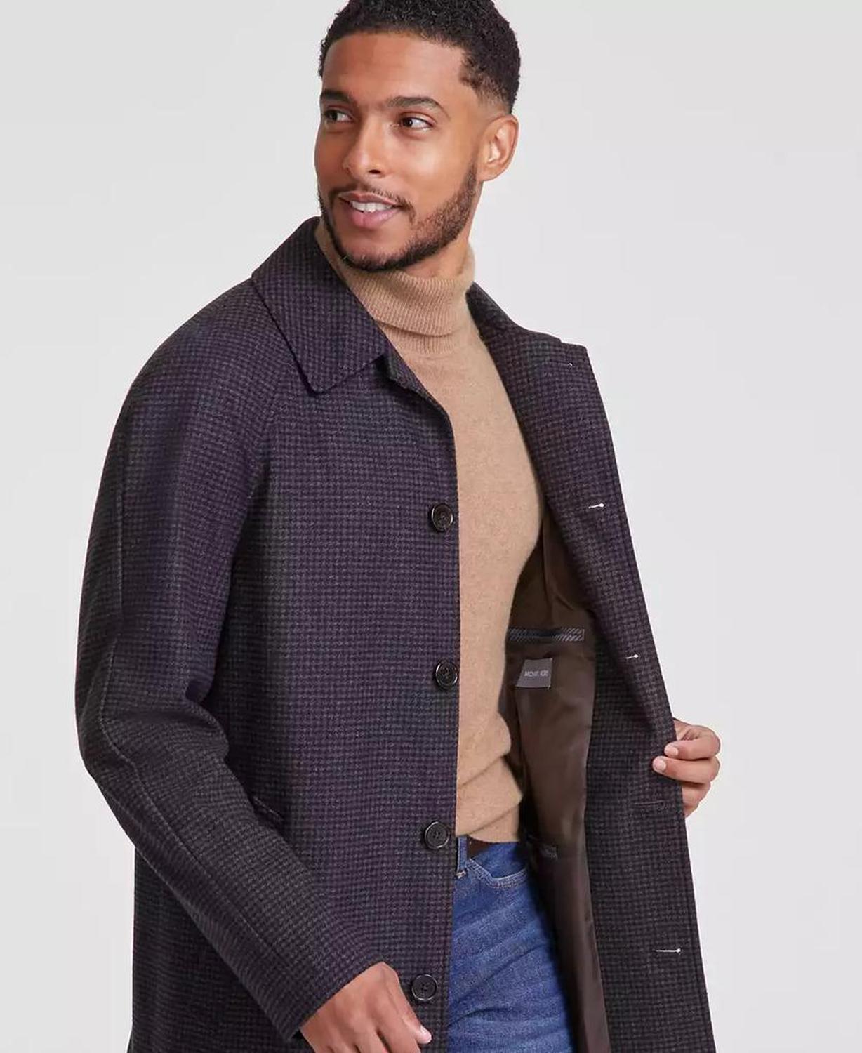 Men's Classic-Fit Check Overcoat