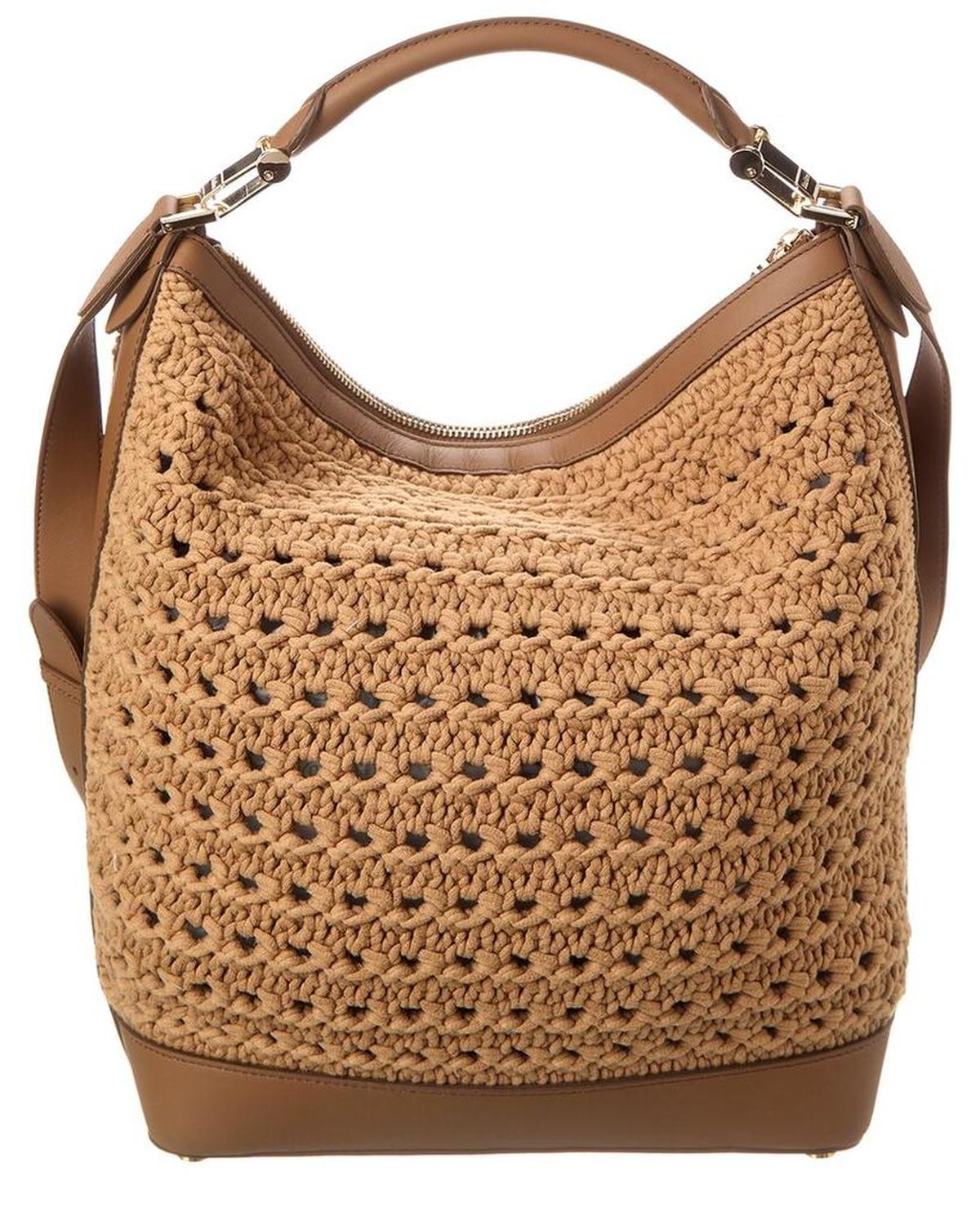 Max Mara Jean Woven & Leather Shoulder Bag