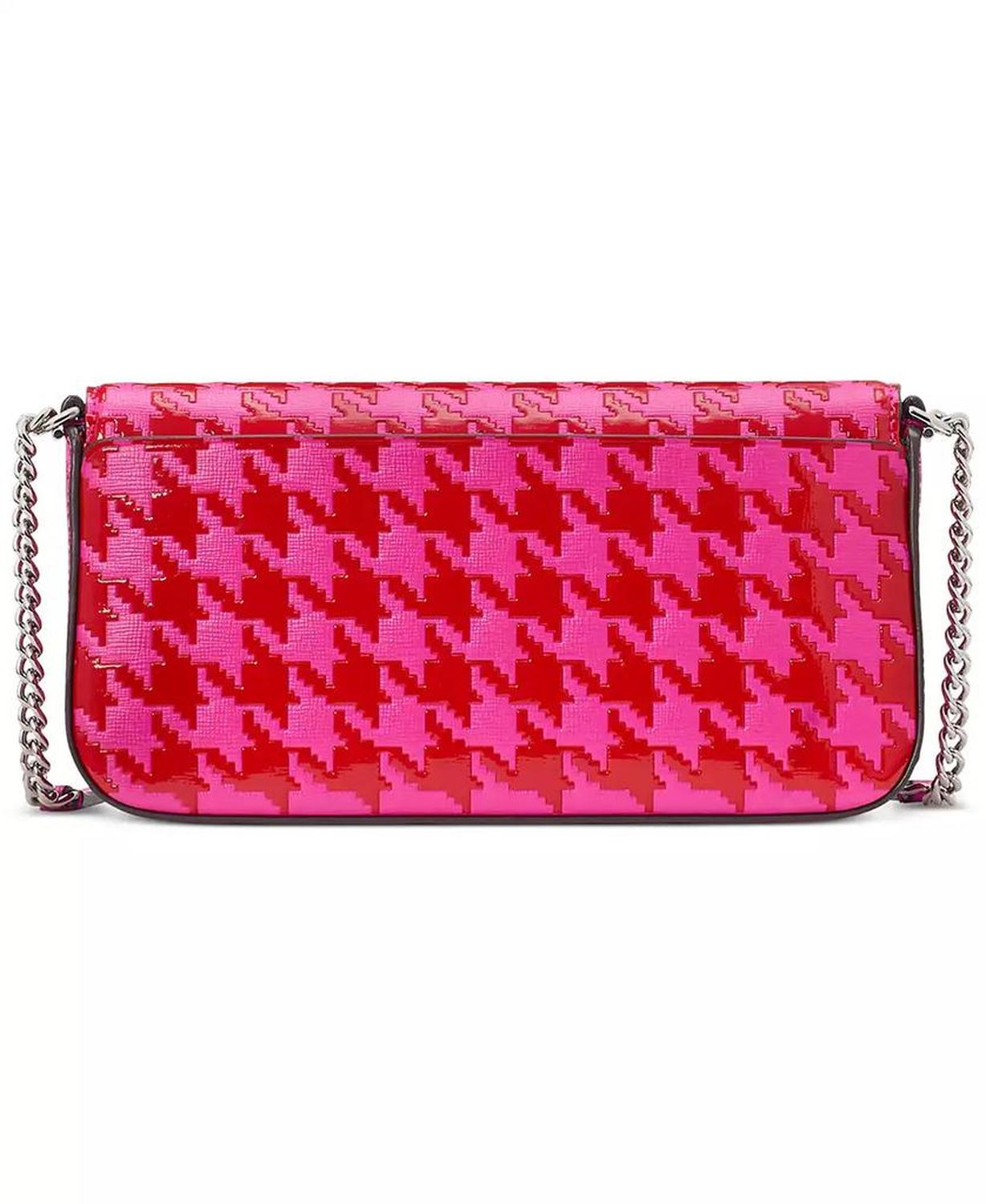 Devin Houndstooth Saffiano Leather Flap Chain Wallet