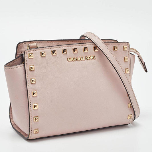 Michael Michael Kors Leather Medium Studded Selma Crossbody Bag