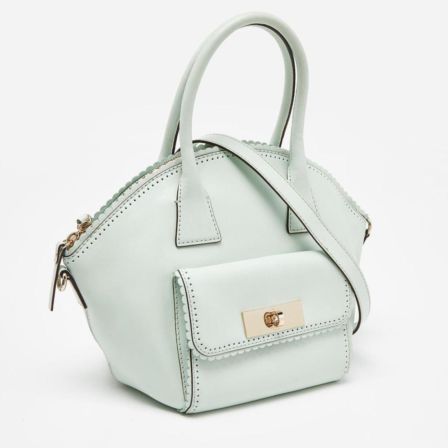 Kate Spade Mint Scalloped Leather Satchel