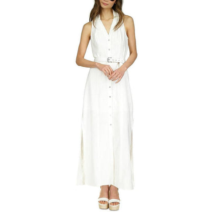 Petites   Womens Belted Button down Maxi Dress