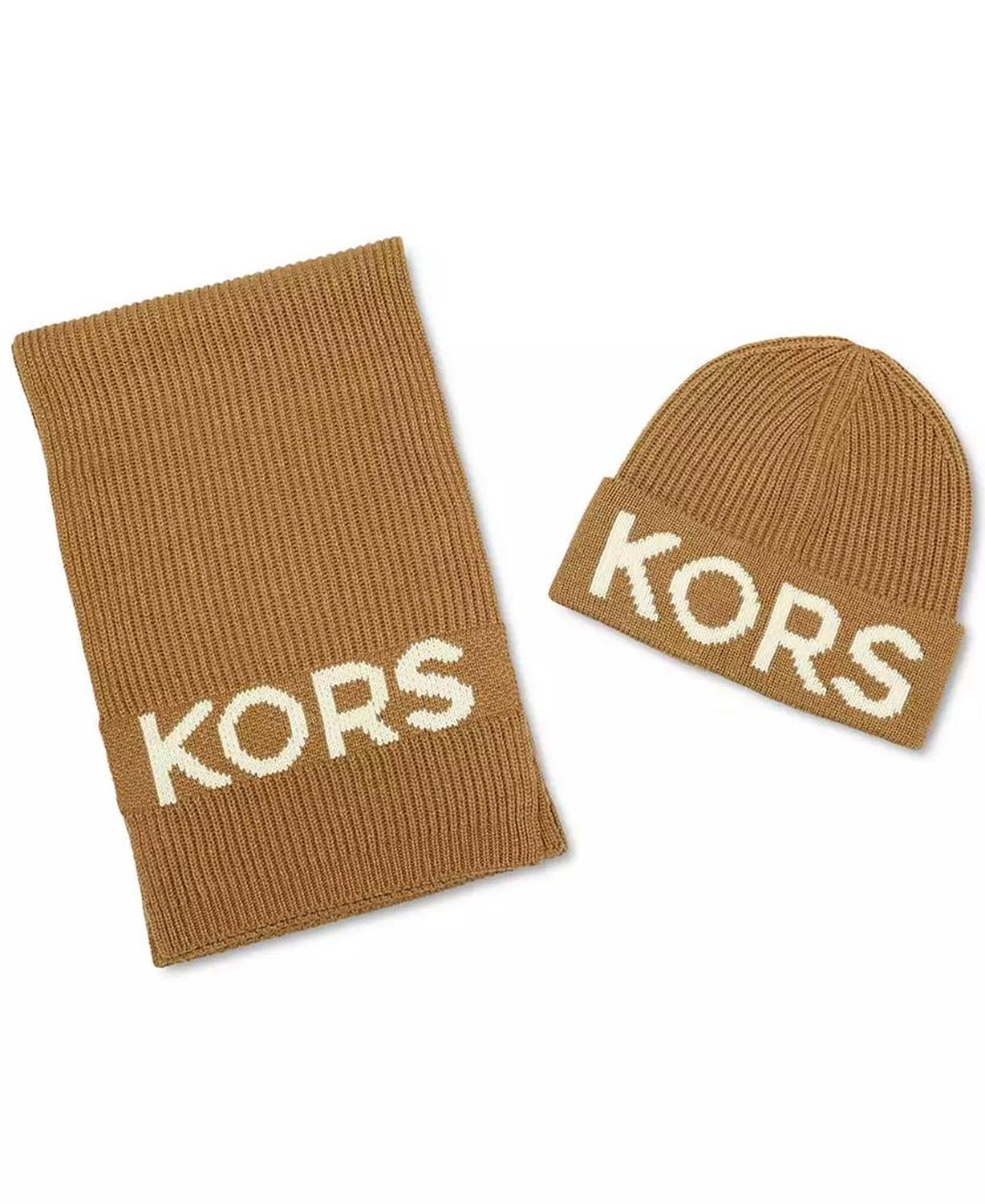 KORS Fisherman's Rib Beanie and Scarf Set