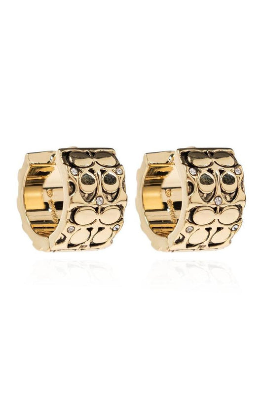 Coach Signature Quilted Huggie Earrings