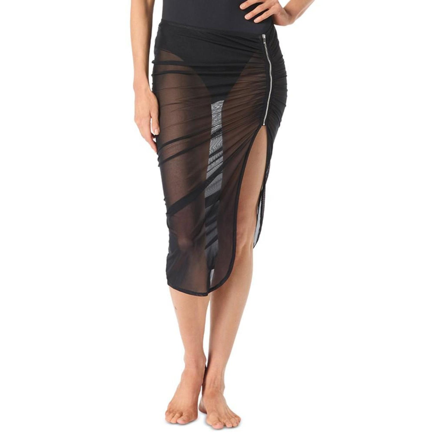 MICHAEL Women's Sheer Zipper Cover-Up Skirt