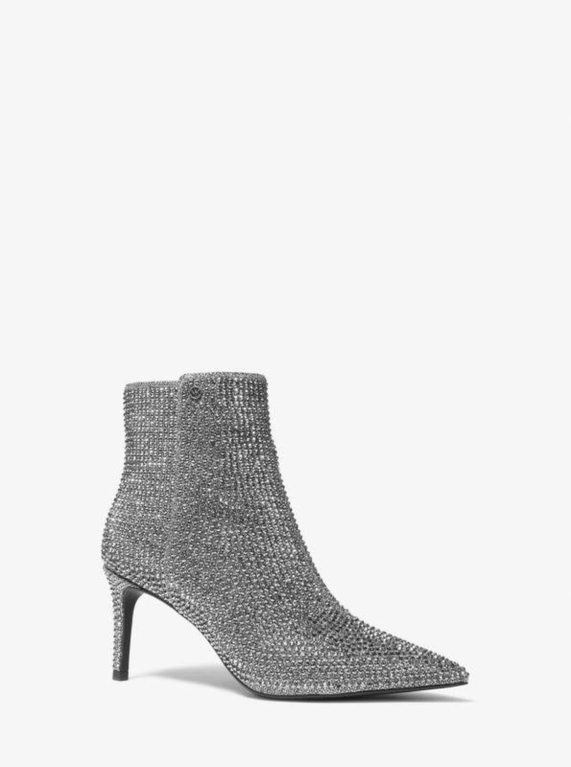 Alina Flex Embellished Glitter Chain-Mesh Ankle Boot