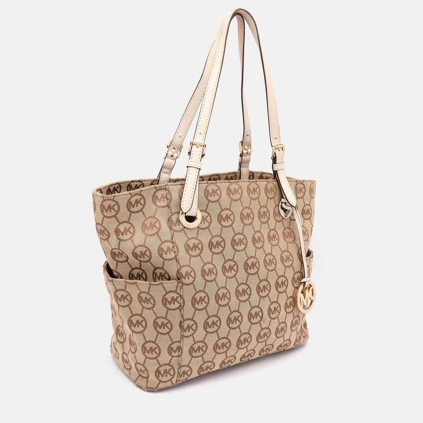 Michael Kors Beige/brown Signature Canvas Jet Set Tote