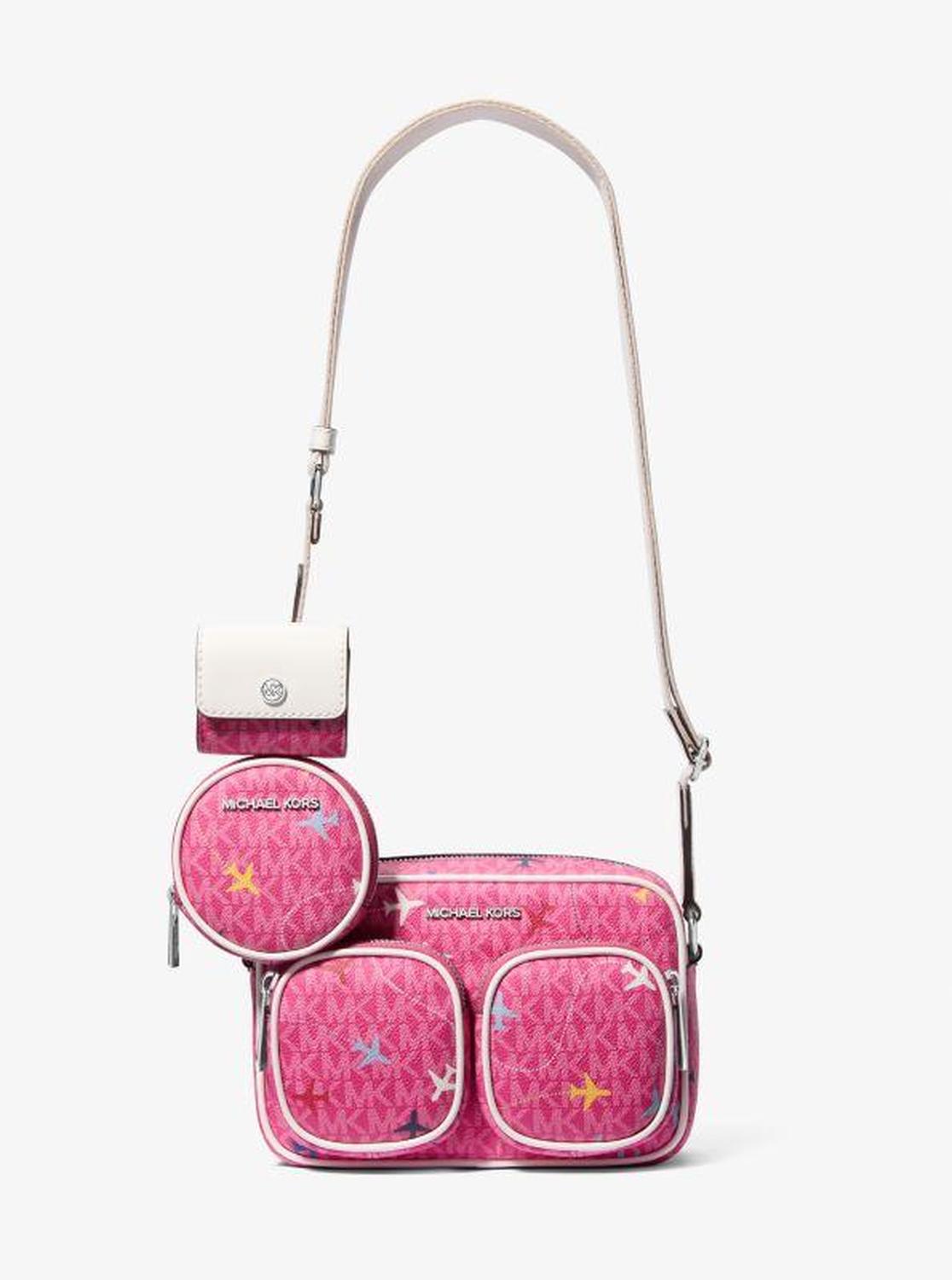 Jet Set Large Printed Signature Logo Crossbody Bag