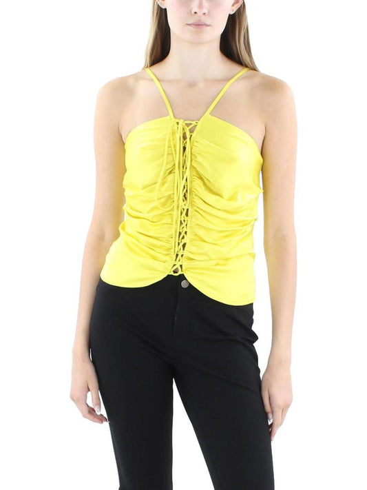 Womens Lace-Up Front Strappy Tank Top