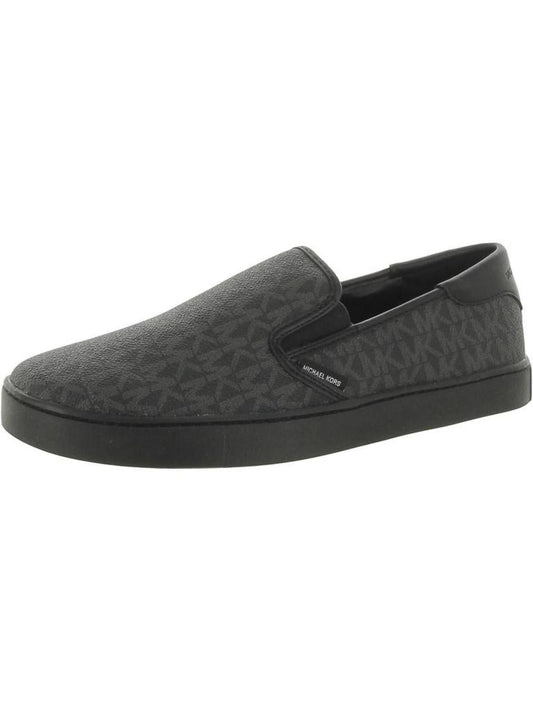 Womens Faux Leather Embossed Slip-On Sneakers