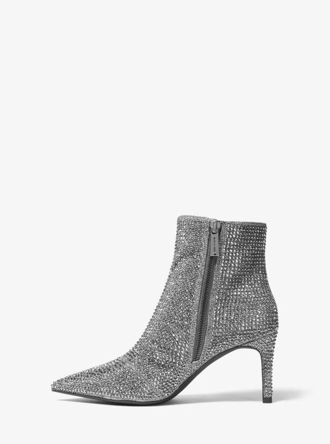 Alina Flex Embellished Glitter Chain-Mesh Ankle Boot