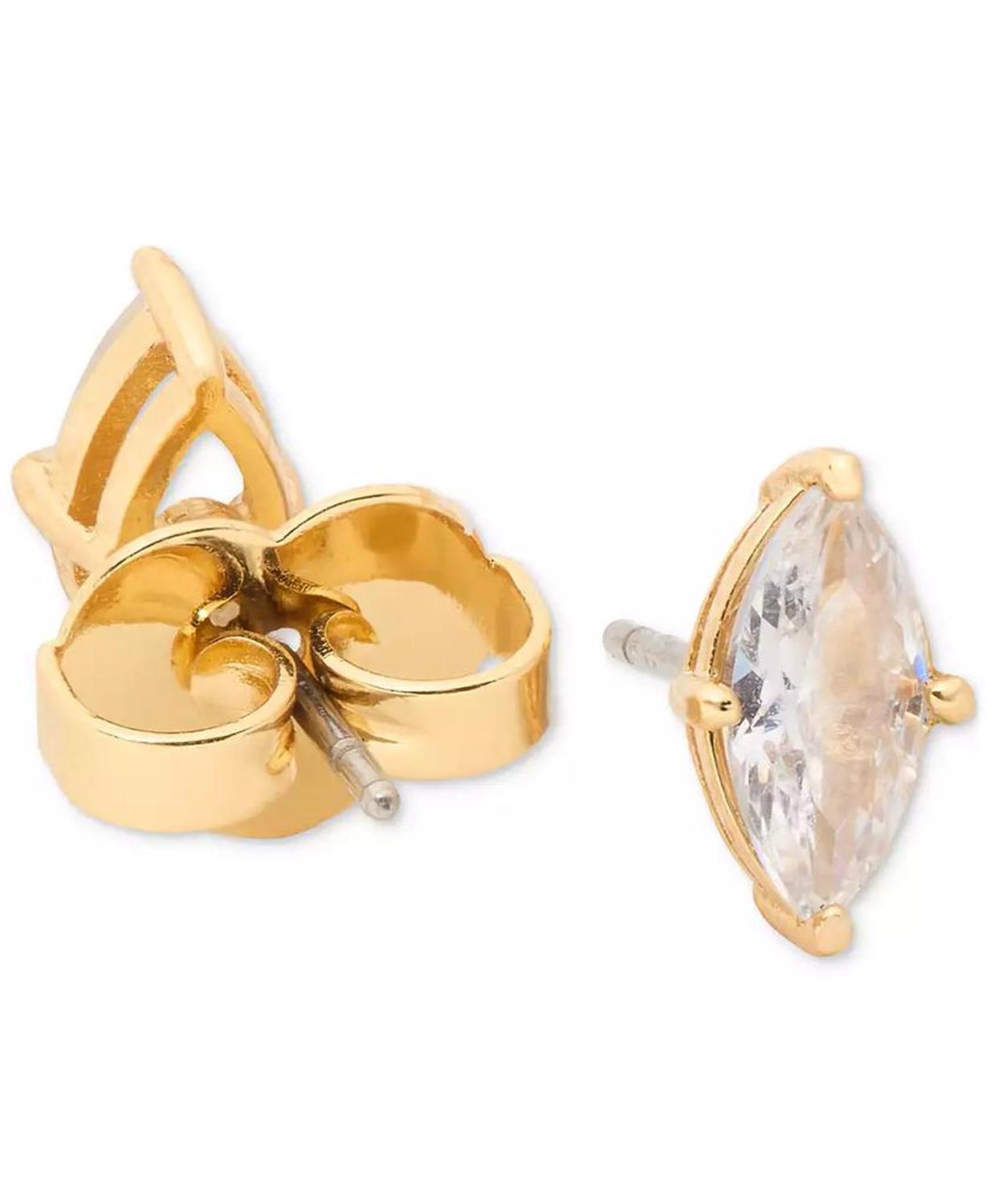 Gold-Tone Cubic Zirconia Marquise Stud Earrings