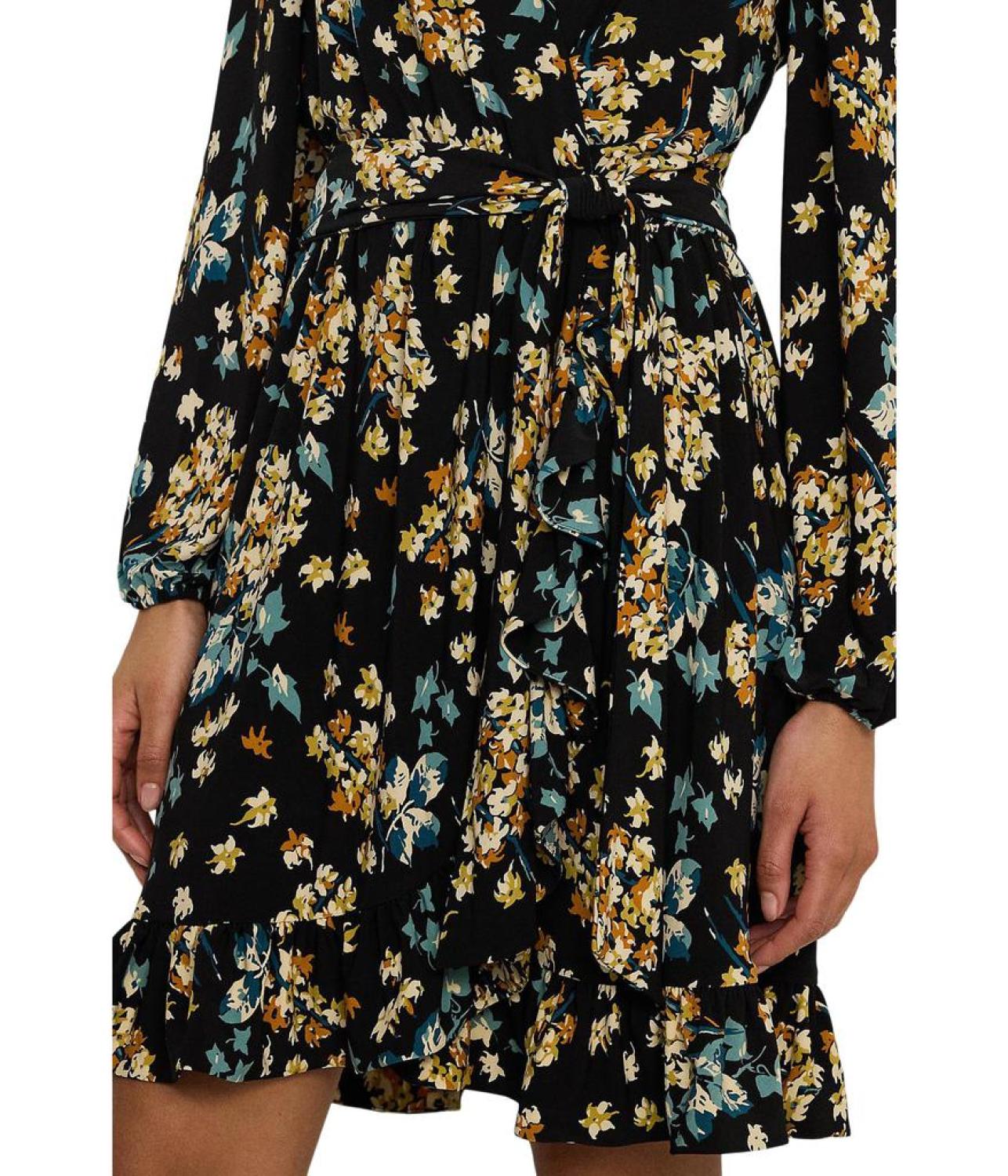 Floral Belted Stretch Jersey Dress