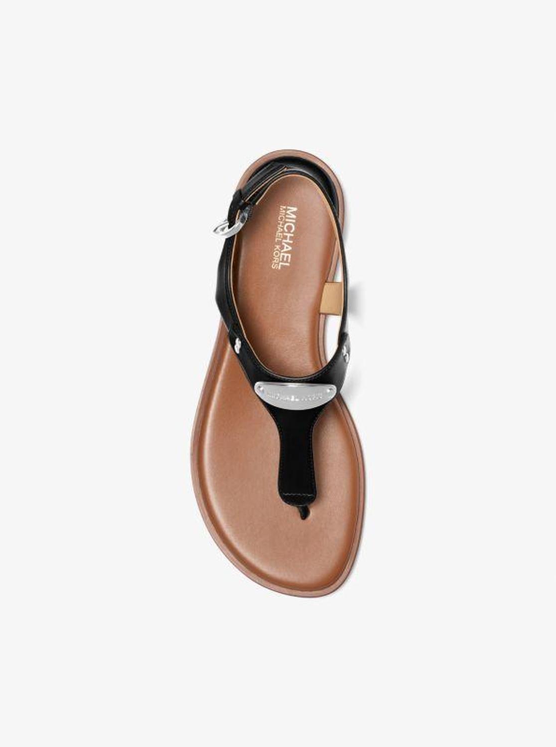 Logo Plate T-Strap Sandal