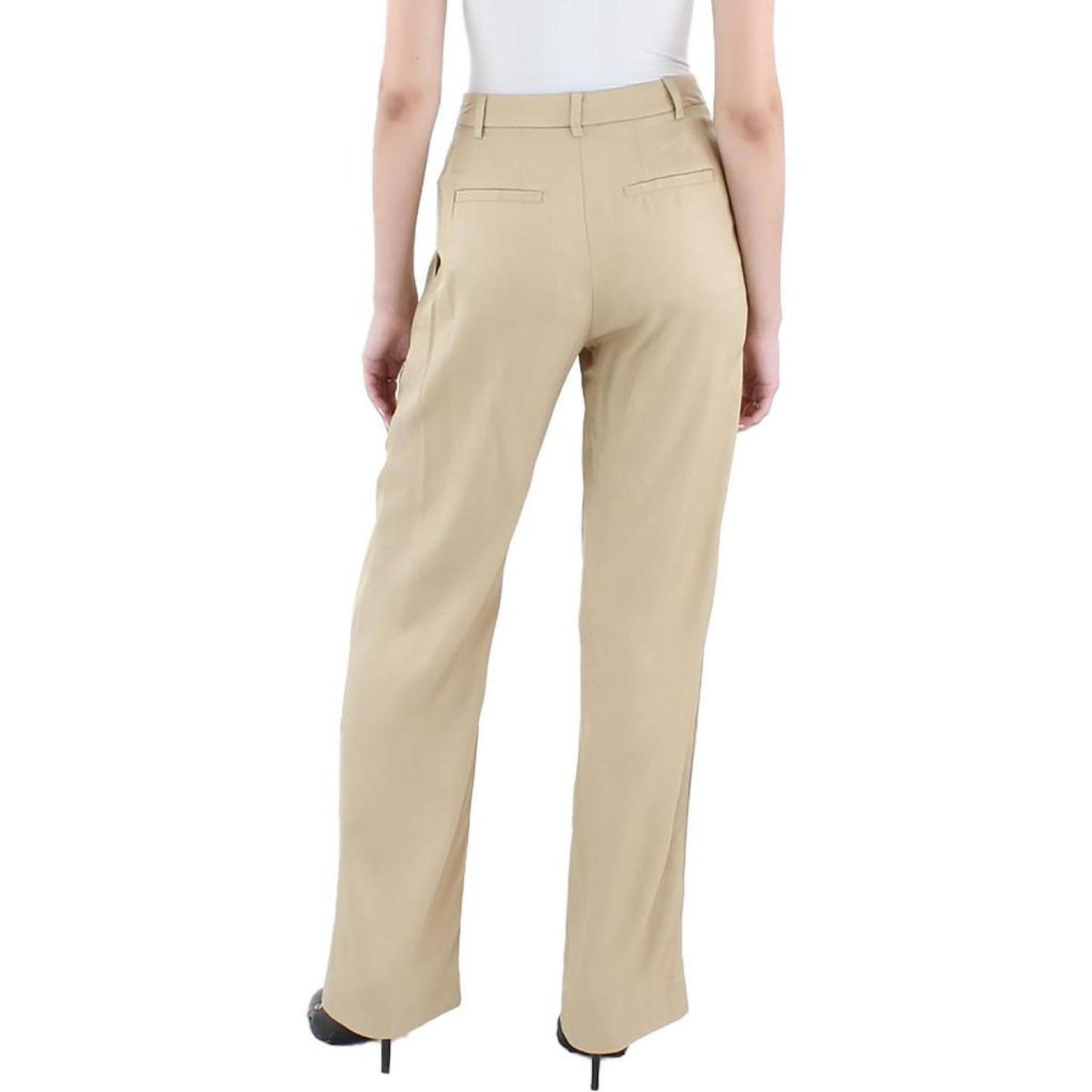 Womens High Rise Pleated Wide Leg Pants