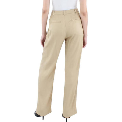 Womens High Rise Pleated Wide Leg Pants