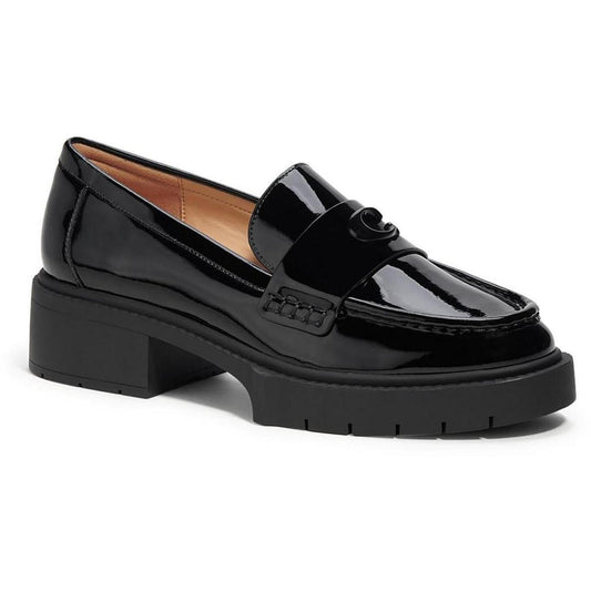 LEAH Womens Patent Leather Slip On Loafers