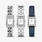 Petite Monroe Silver-Tone and Crocodile-Embossed Leather Watch Strap Set