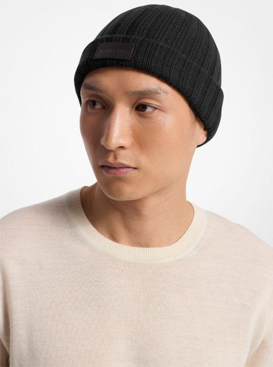 Ribbed Wool Beanie Hat