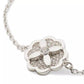 Silver-Tone Pavé Flower Charm Link Bracelet