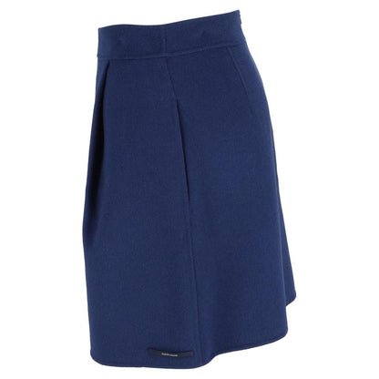 Max Mara Mini High-Waisted A-Line Skirt in Navy Blue Wool