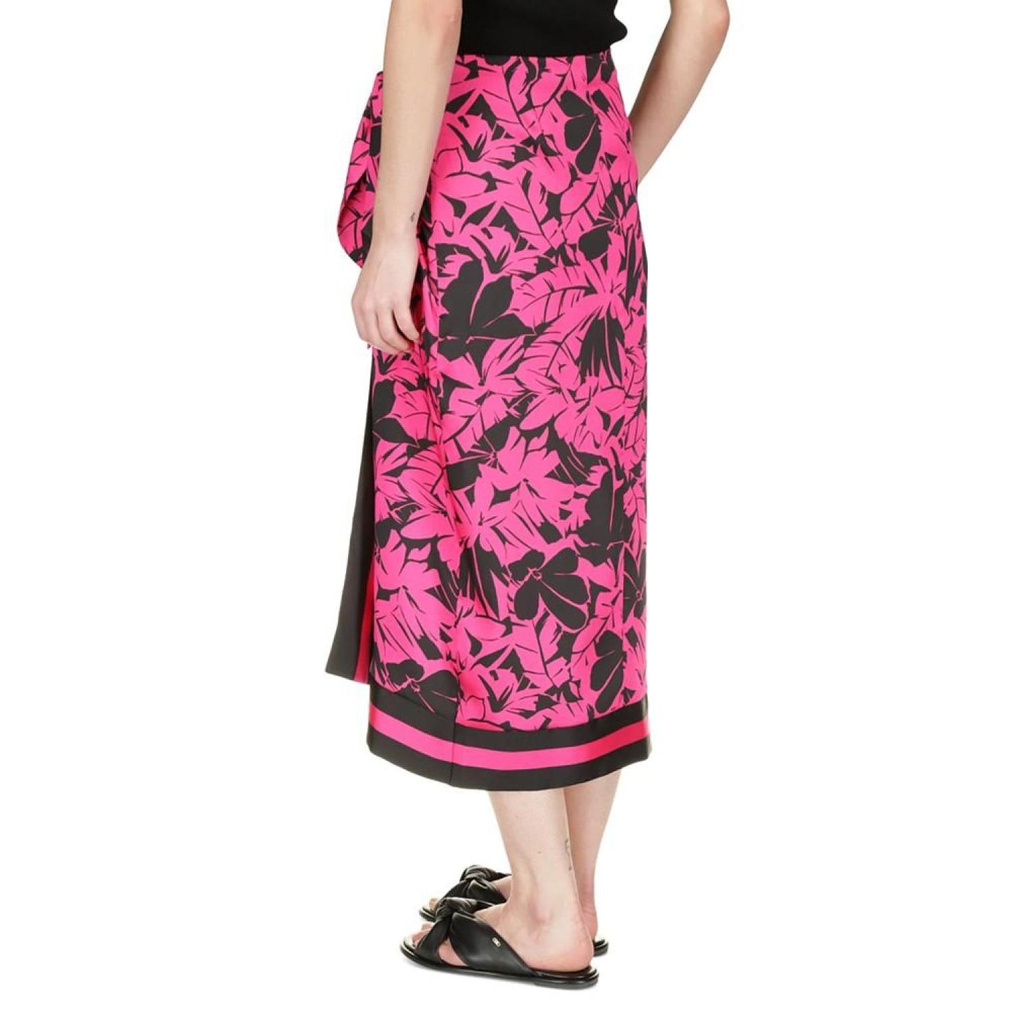 Women's Lush Palm-Print Faux-Wrap Midi Skirt