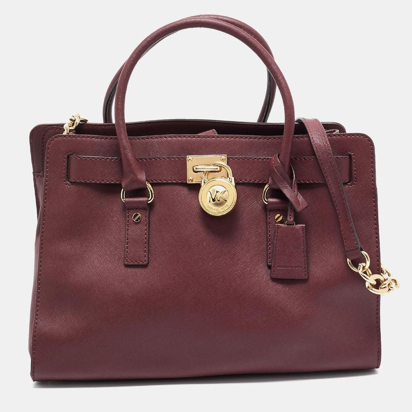 Michael Kors Burgundy Leather Large East West Hamilton Tote