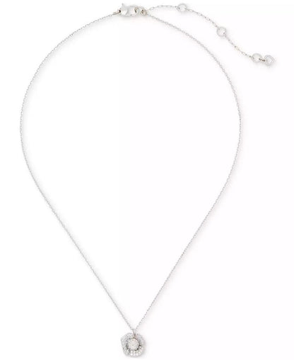 Silver-Tone Cubic Zirconia Poppy Mini Pendant Necklace, 16"+ 3" extender