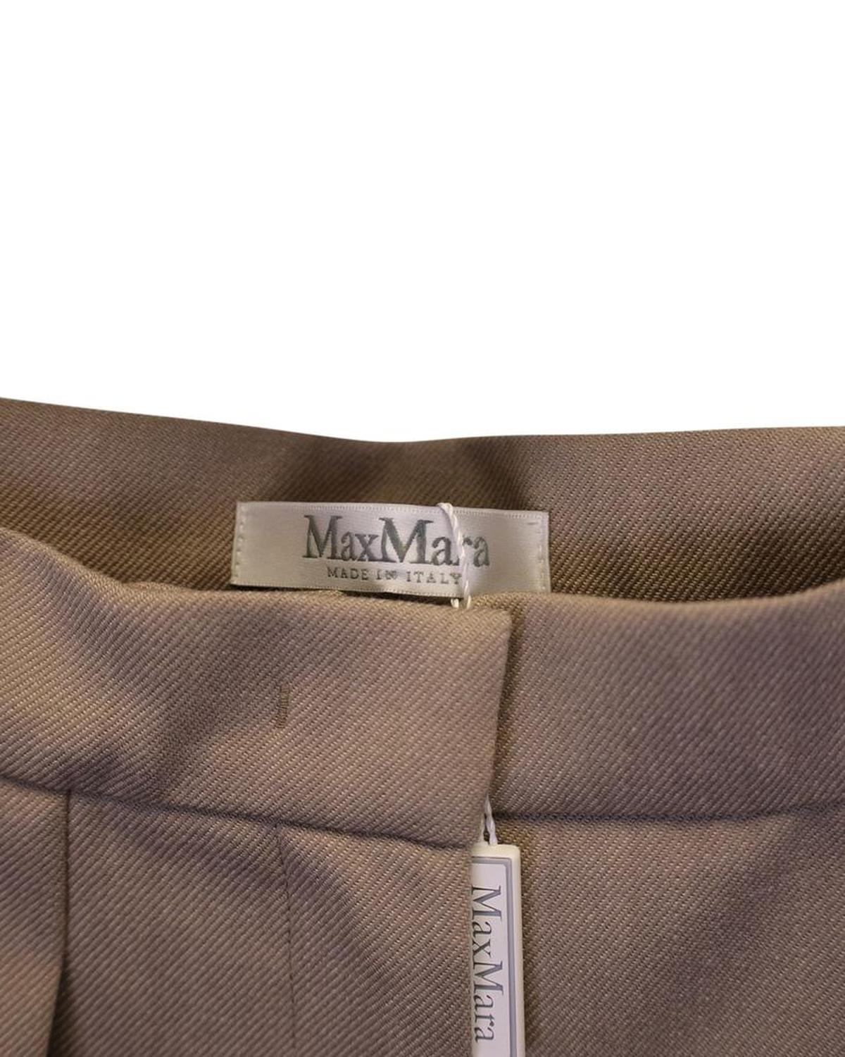 Max Mara Pleated Trousers in Beige Wool