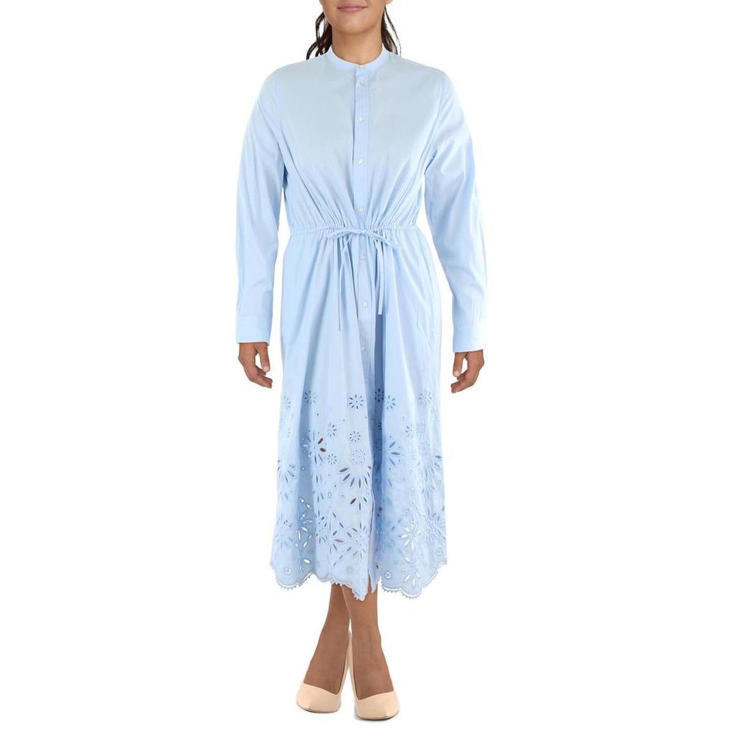 Womens Eyelet Long Shirtdress