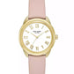 Women's Crosstown Three-hand Gold-Tone Pink Leather Watch 34mm