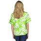 Women's Palm-Print Satin Twill Short-Sleeve Blouse