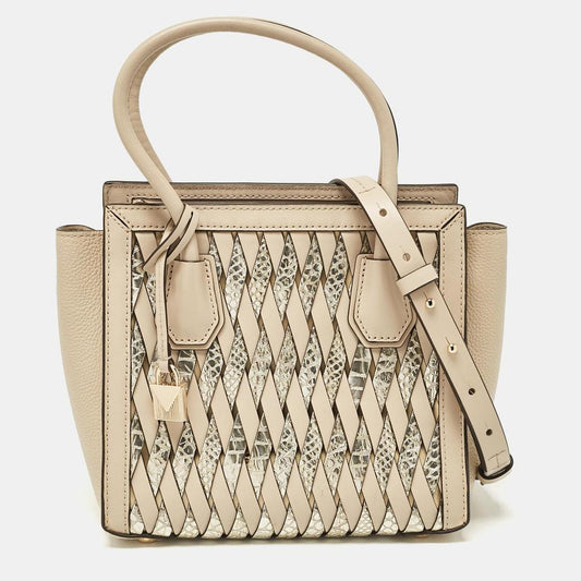 Beige Leather Mercer Studio Tote