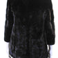 Michael Kors Womens Crew Neck Hook & Eye Mink Fur Coat Dark Brown