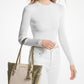 Charlotte Large Signature Logo and Metallic Top-Zip Tote Bag