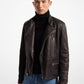 Crocodile Embossed Leather Biker Jacket