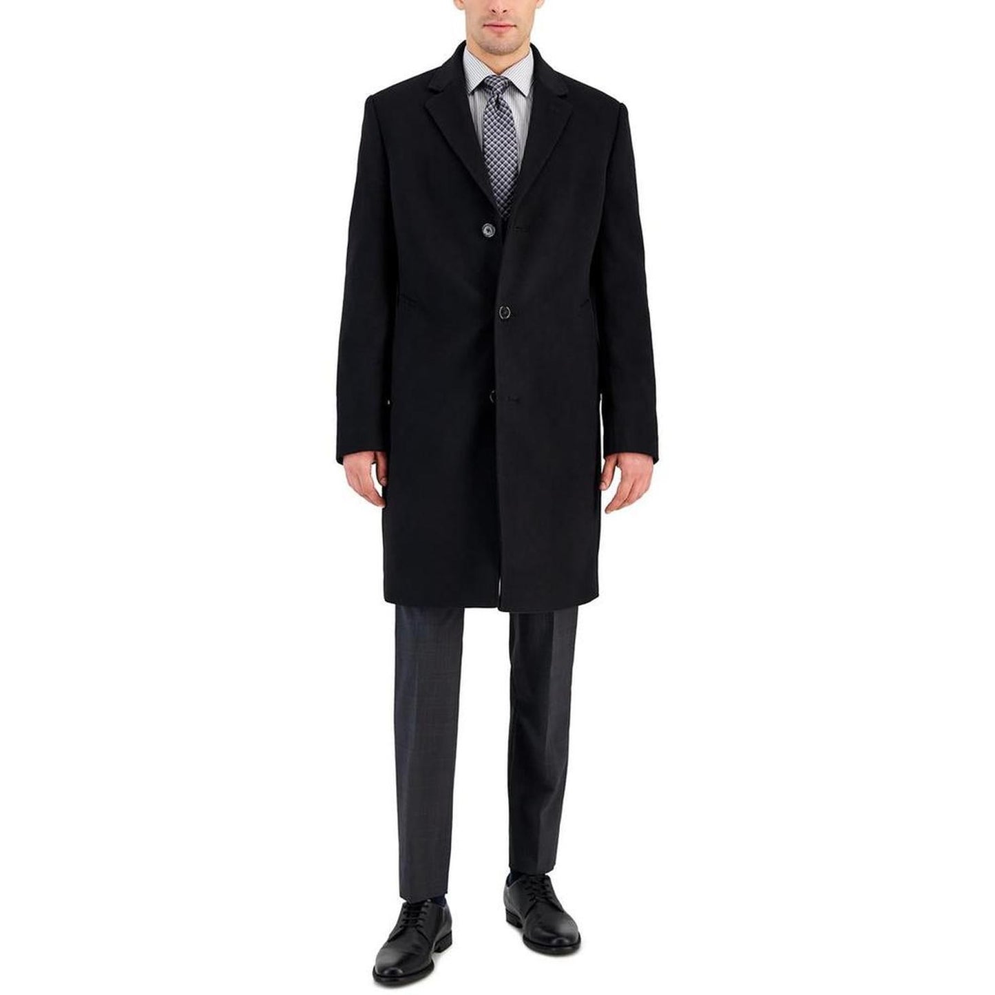 Kavon Mens Solid Wool Overcoat