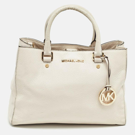 Michael Kors Off White Leather Middle Zip Tote