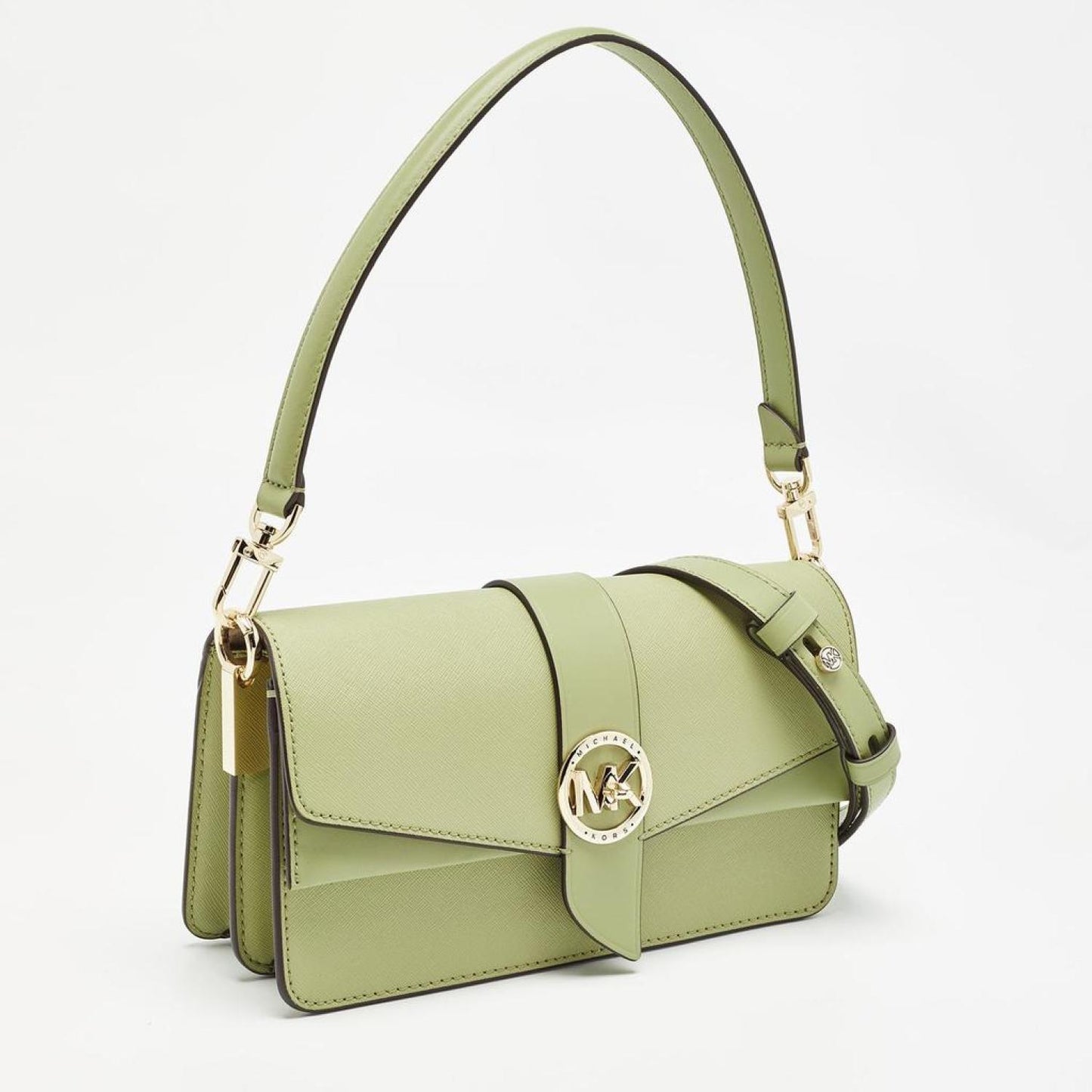 Michael Kors Green Leather Medium Greenwich Shoulder Bag