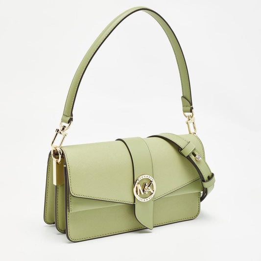 Michael Kors Green Leather Medium Greenwich Shoulder Bag