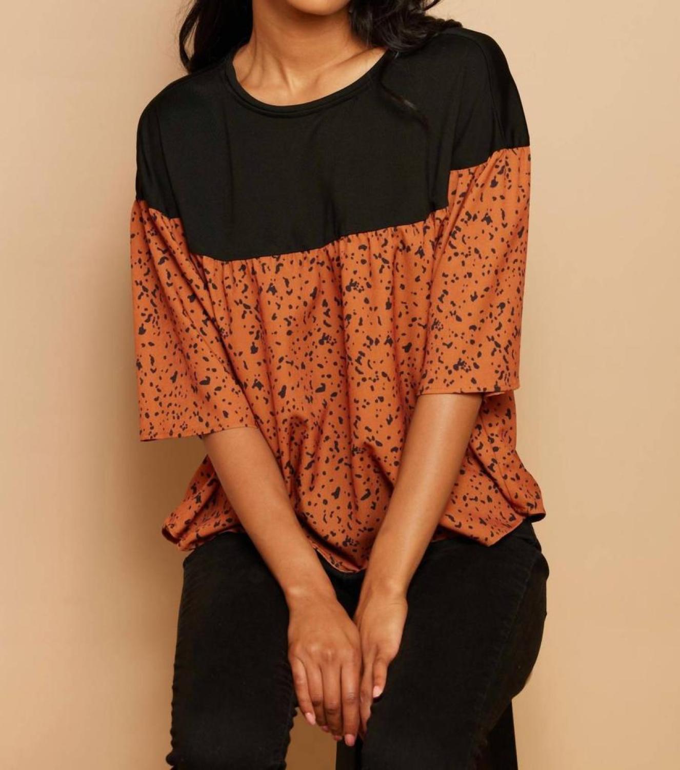 Celeste Top - Jungle Dot In Orange And Black