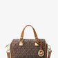 Grayson Small Logo Print Woven Duffel Crossbody Bag