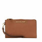 Women's Jet Set Travel Large Double Zip Wristlet Wallet Saffiano Leather In Luggage