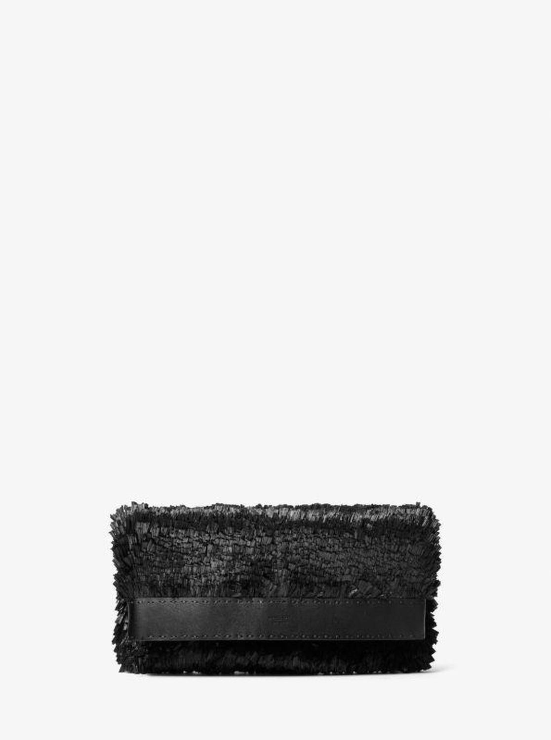 Sorrento Hand-Stitched Fringe and Leather Foldover Clutch