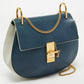 Chloe Navy Blue/grey Leather Medium Drew Shoulder Bag