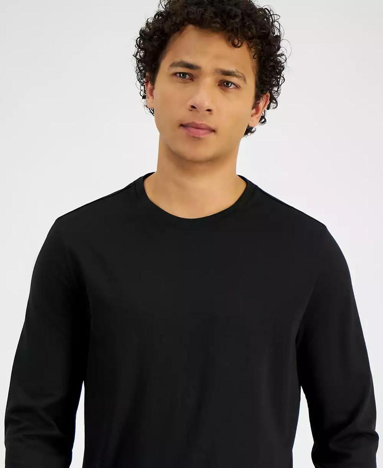 Men's Modern-Fit Stretch Mercerized Piqué Long-Sleeve T-Shirt