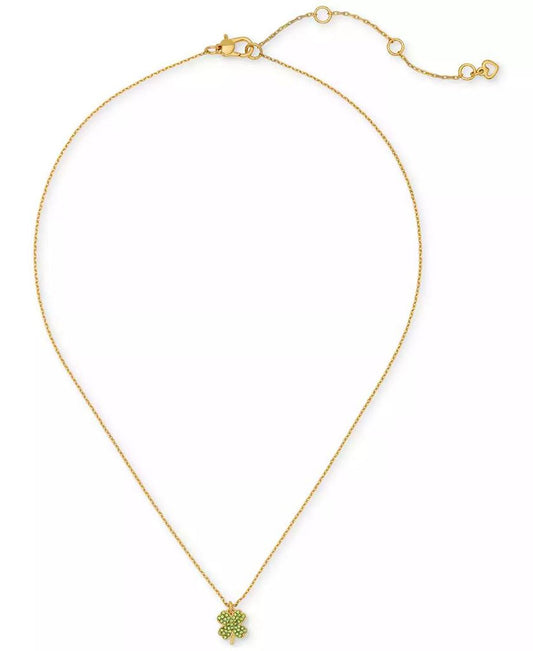 Lucky Charm Gold-Tone Pavé Crystal Clover Pendant Necklace, 16" + 3" extender