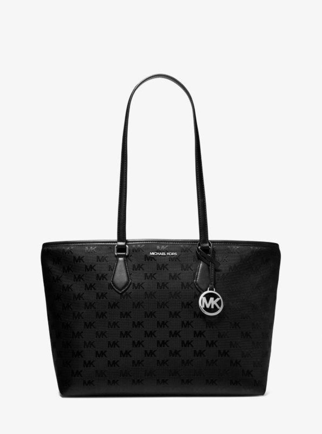 Sheila Large Woven Logo Nylon Tote Bag